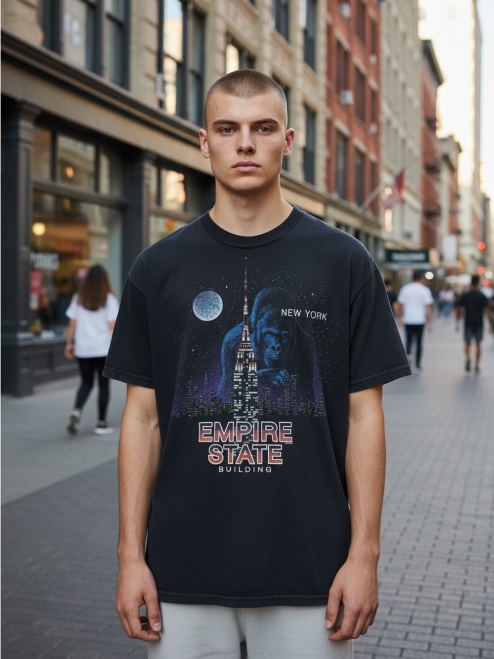 Vintage San Segal New York Empire State Building King Kong Black T-Shirt Size M